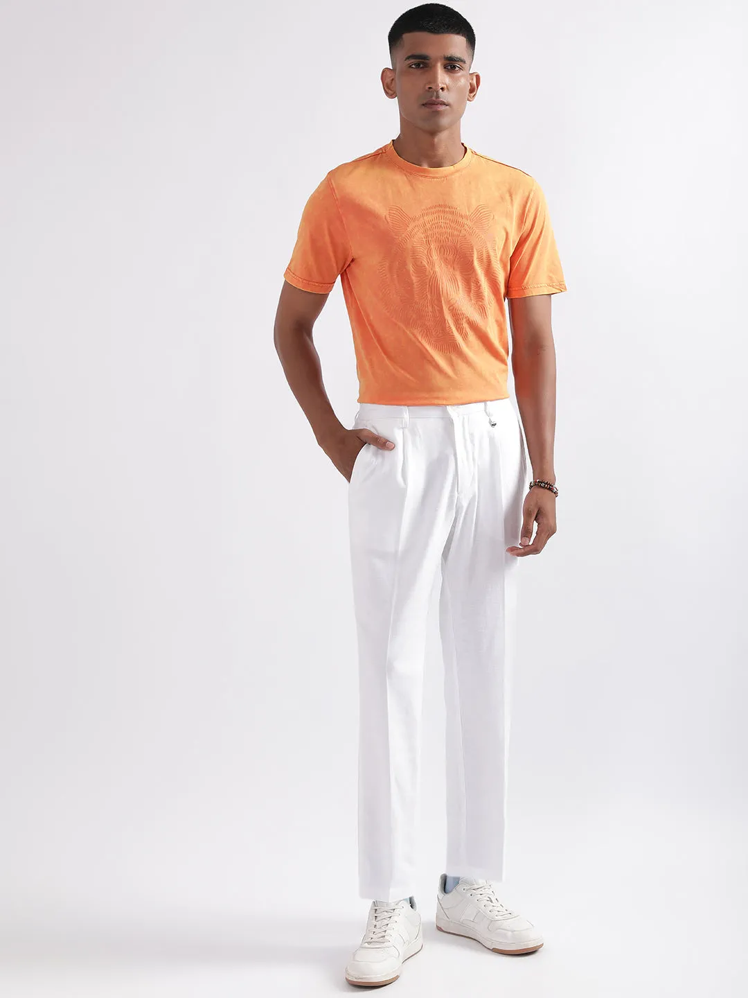 Antony Morato Men Carrot Mid-Rise Pleated Trousers