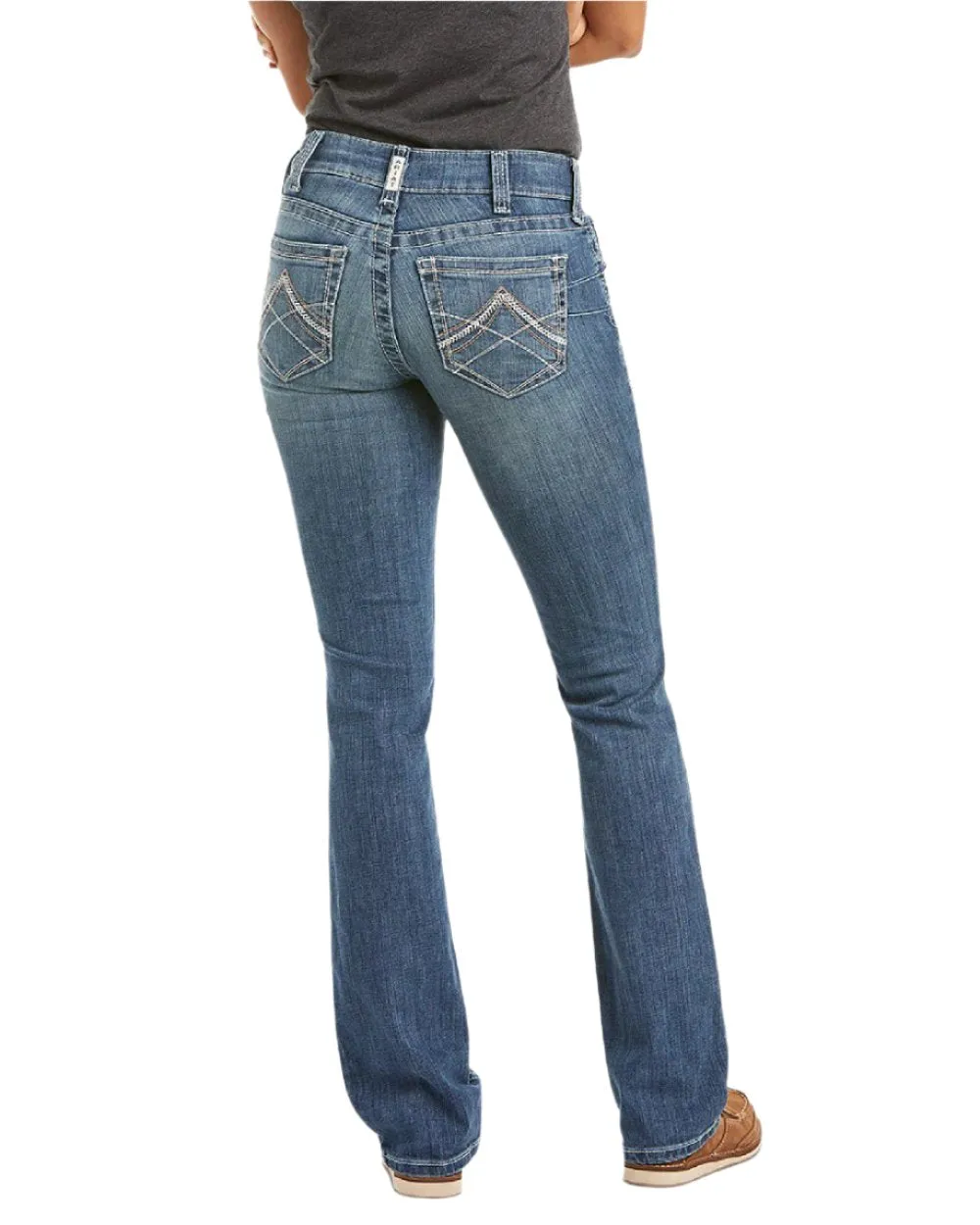 Ariat Womens Real Mid Rise Icon Stackable Straight Leg Jeans