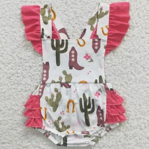 Baby Girls Rompers Cactus Ruffles Western Summer Romper SR0384