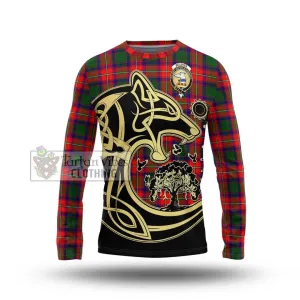 Belshes Tartan Long Sleeve T-Shirt with Family Crest Celtic Wolf Style