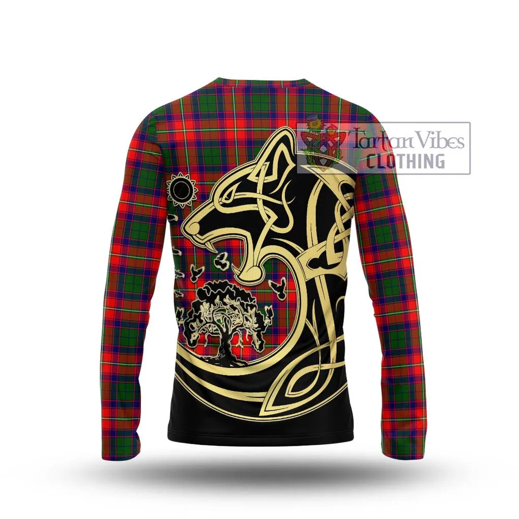 Belshes Tartan Long Sleeve T-Shirt with Family Crest Celtic Wolf Style