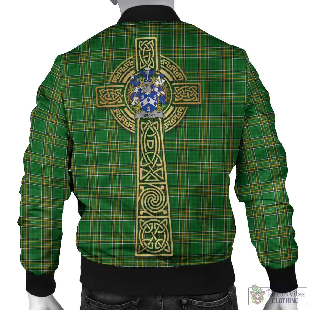 Birch Irish Clan Tartan Bomber Jacket with Coat of Arms Celtic Tree of Life Style