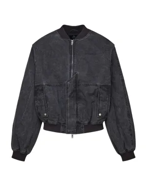 Black Bomber Jacket with Insert Sleeves