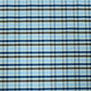 Blue and Brown Plaid Italian Cotton Shirt Loro Piana Fabric