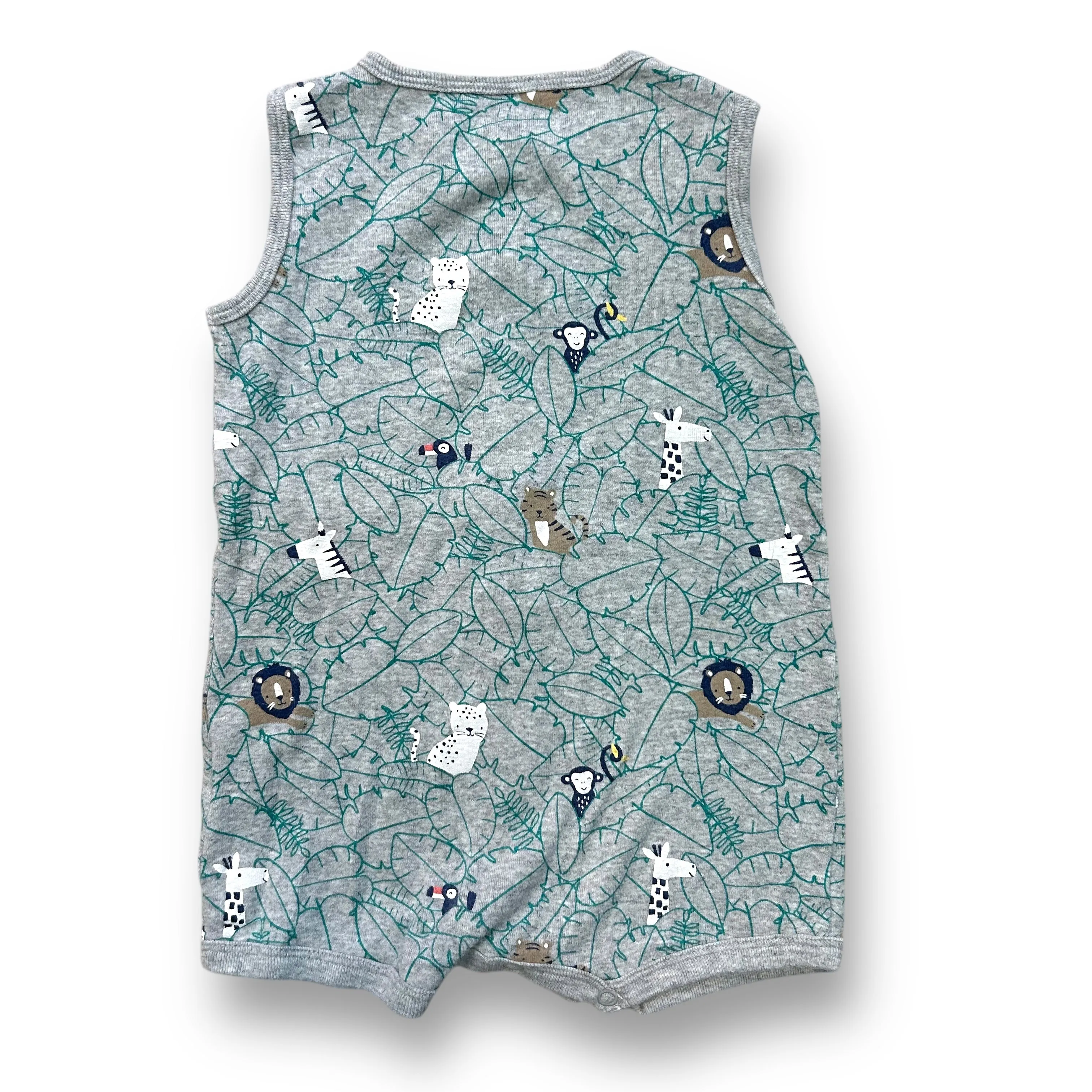 Boys Carter's Size 18 Months Gray Safari Animals Snap Up Romper