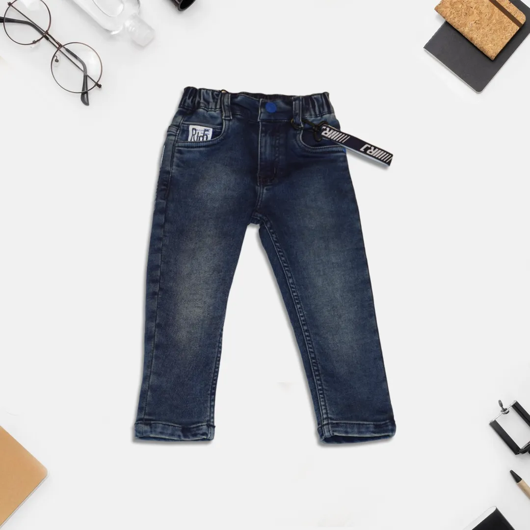 Boys Navy Blue Embellished Jeans