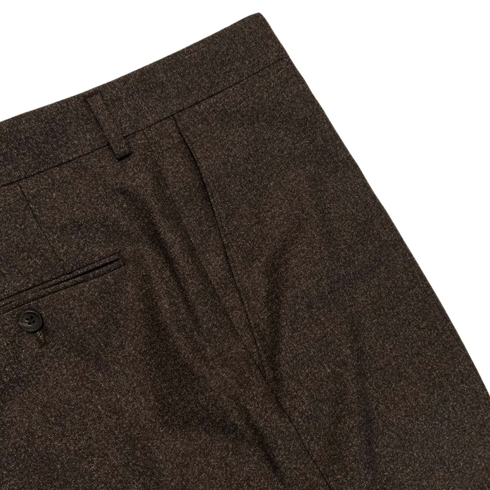 Brown Melange Wool & Cotton Blend Trouser