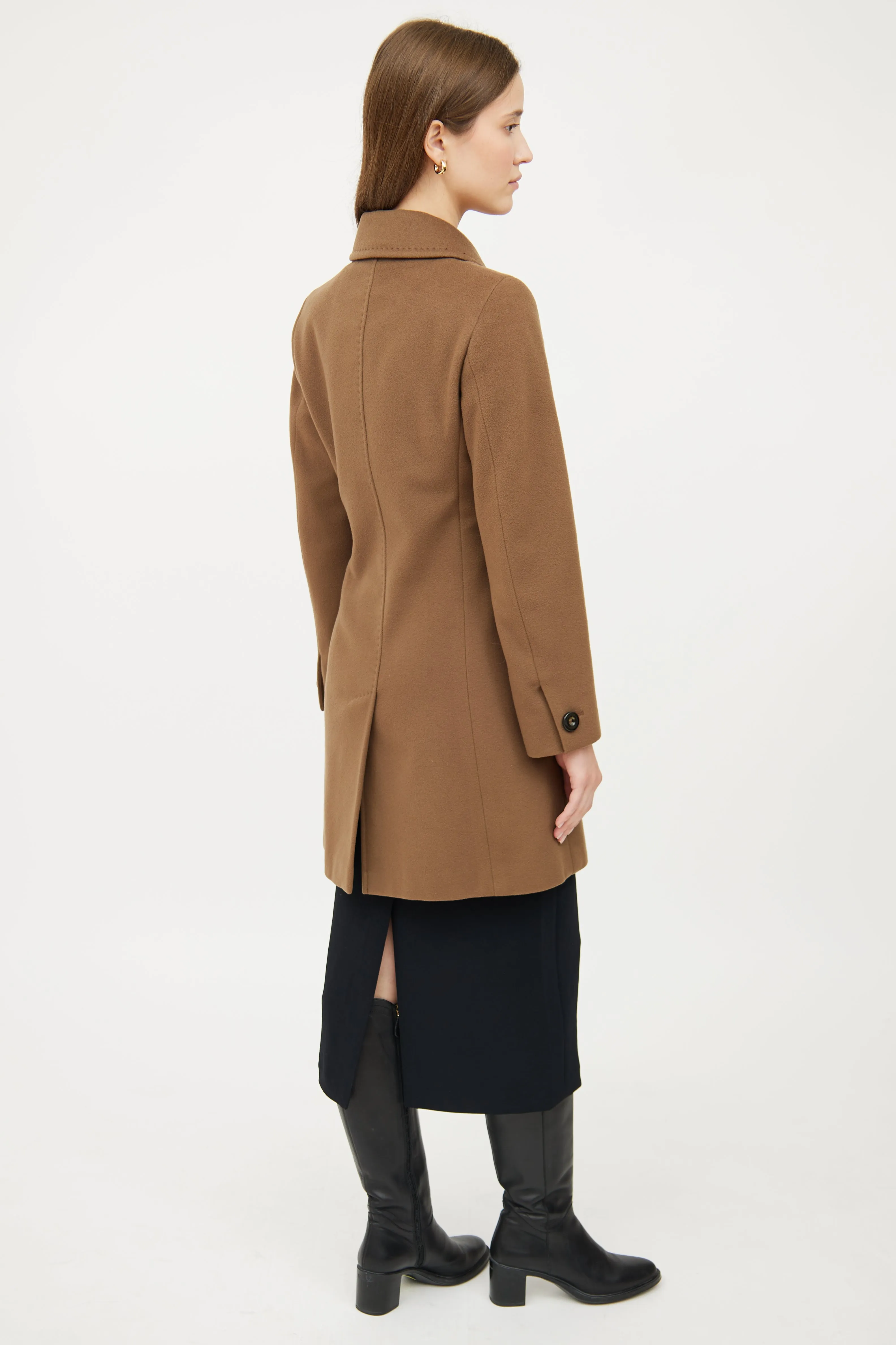 Brown Wool Midi Coat