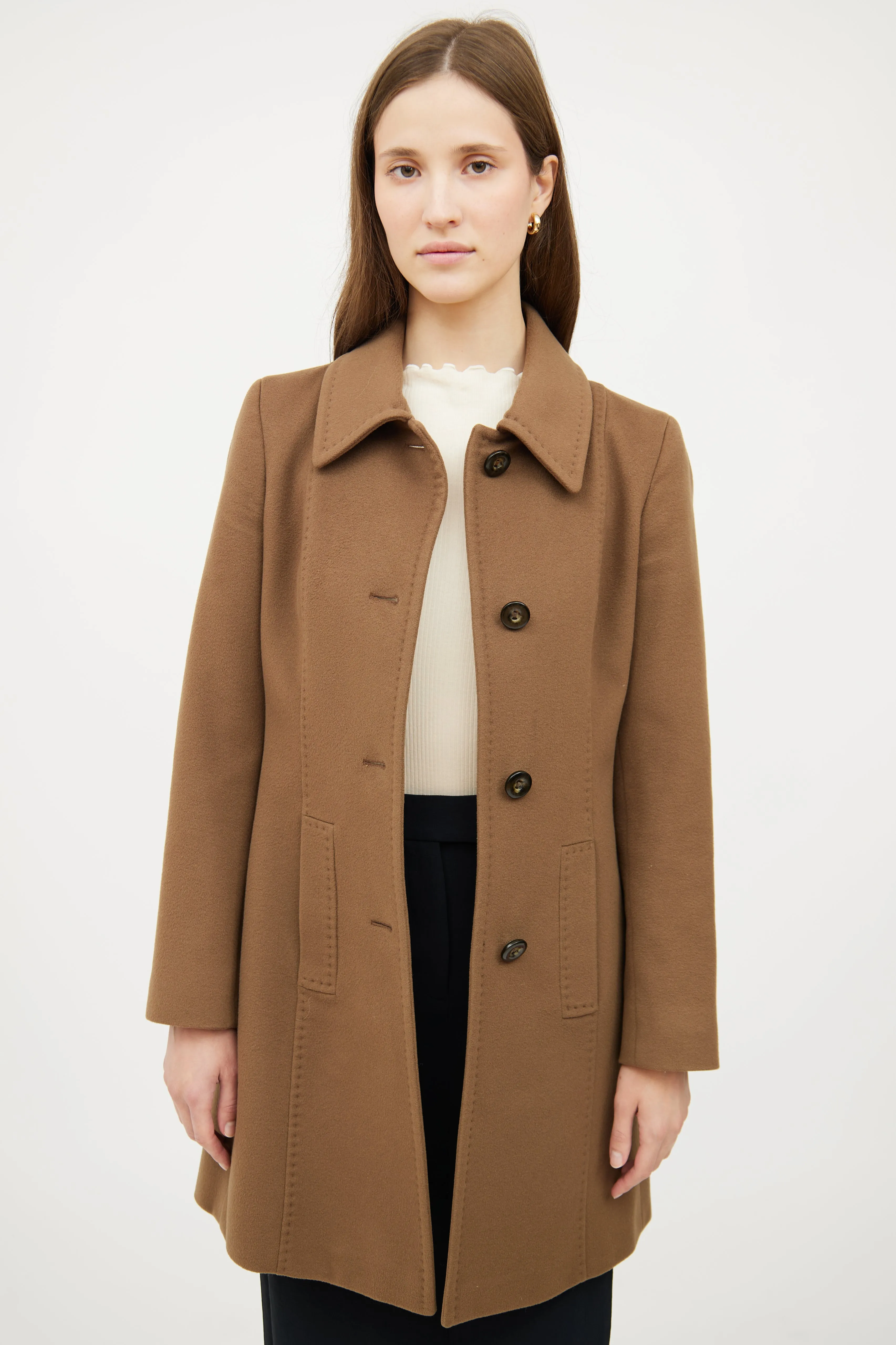 Brown Wool Midi Coat