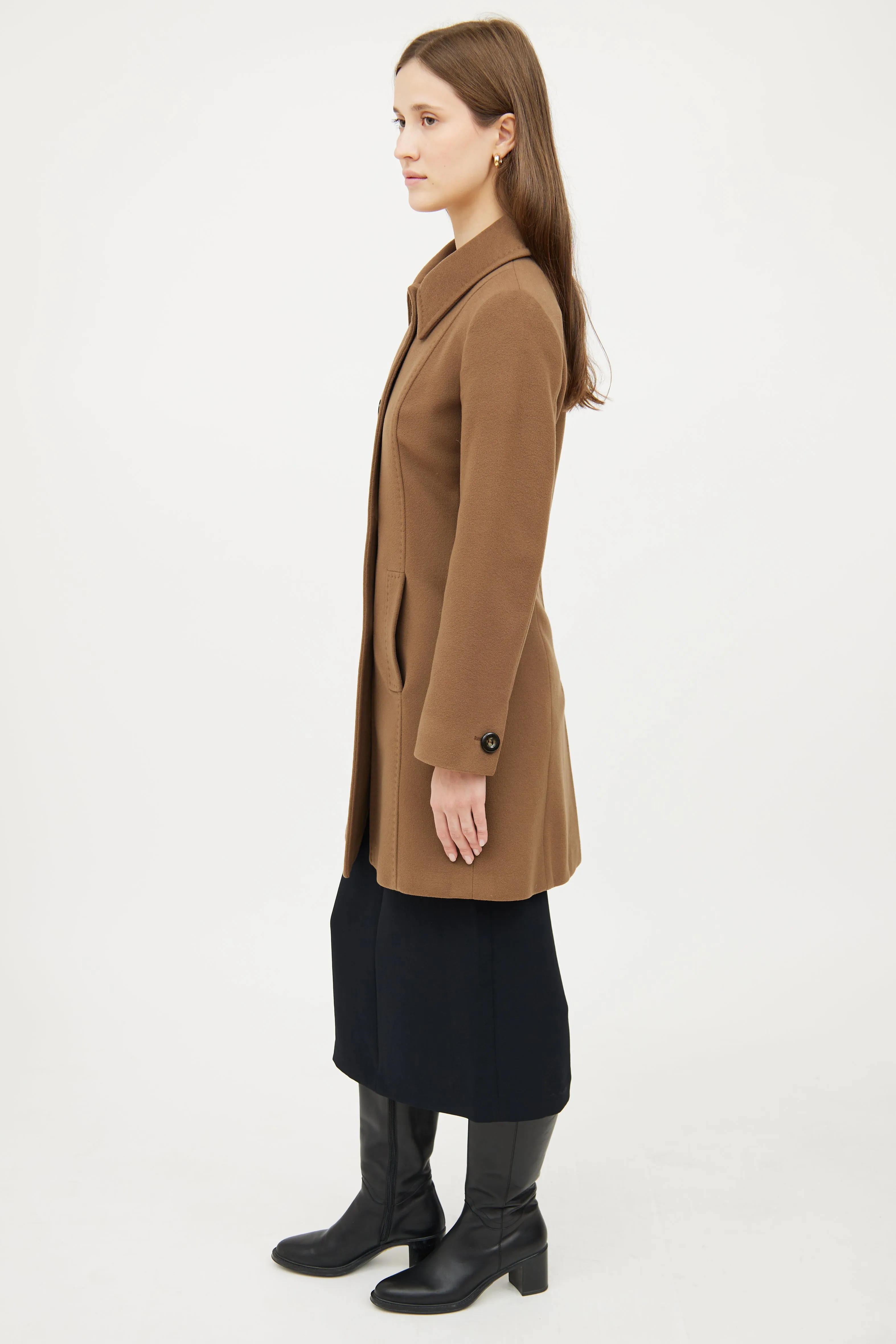 Brown Wool Midi Coat