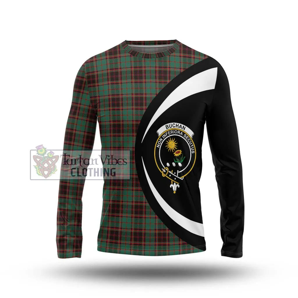 Buchan Ancient Tartan Long Sleeve T-Shirt with Family Crest Circle Style