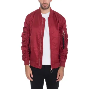 Burgundy Flight Lined Bomber Jacket