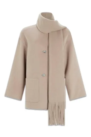 Camel Wool Blend Scarf Coat