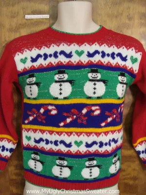 CHILD Size 80s Snowman Ugliest Christmas Sweater Pullover