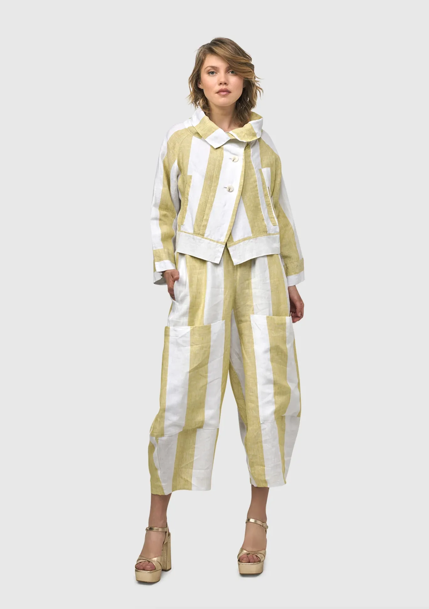 Citron Stripe Linen Pants