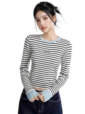 Contrast Striped Slim-Fit Knitted Base Layer