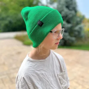 Cuff Knit Beanie: KELLY GREEN