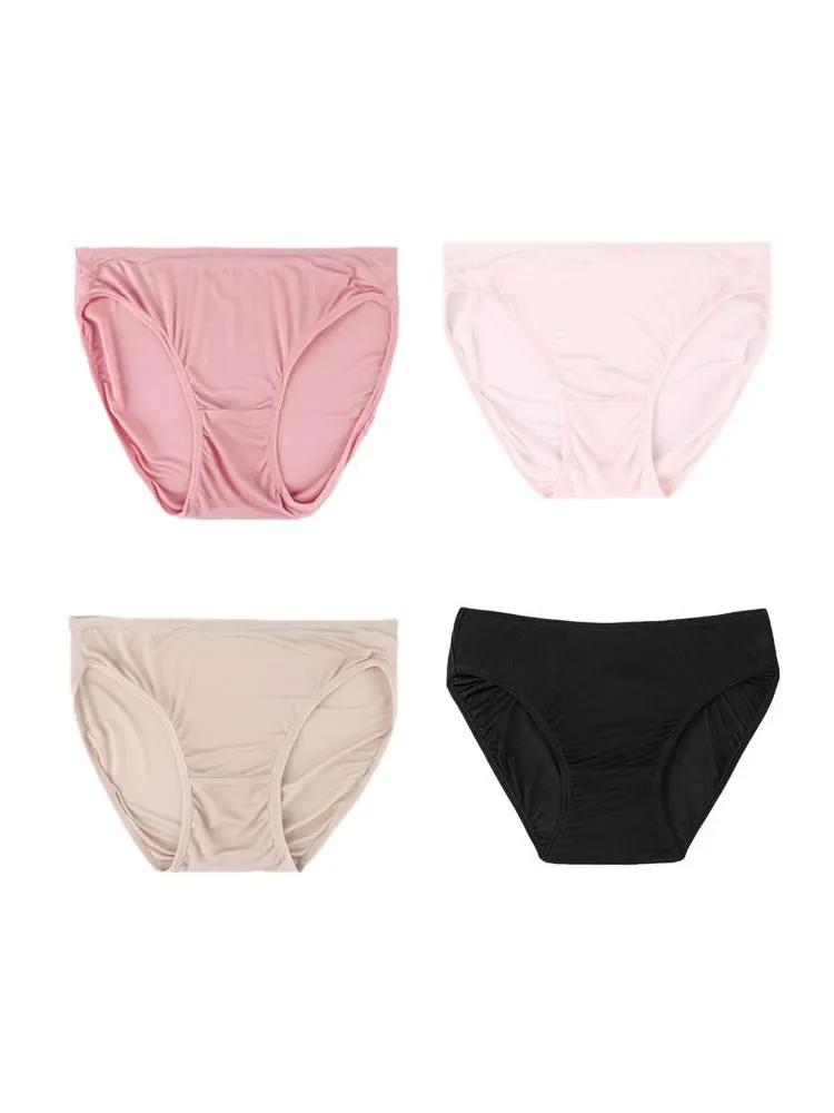 Culotte Confortable en Soie de Mûrier 4Pcs (Soutien-Gorge NON Inclus)