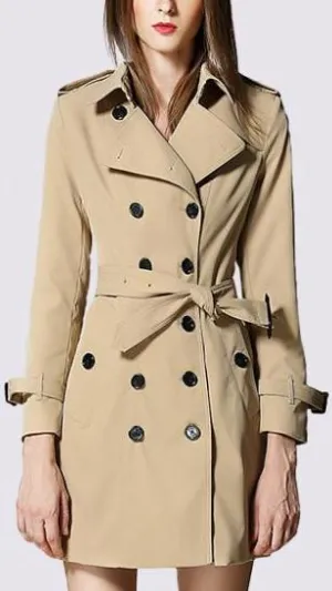 Double-Breasted Trench Coat in Khaki