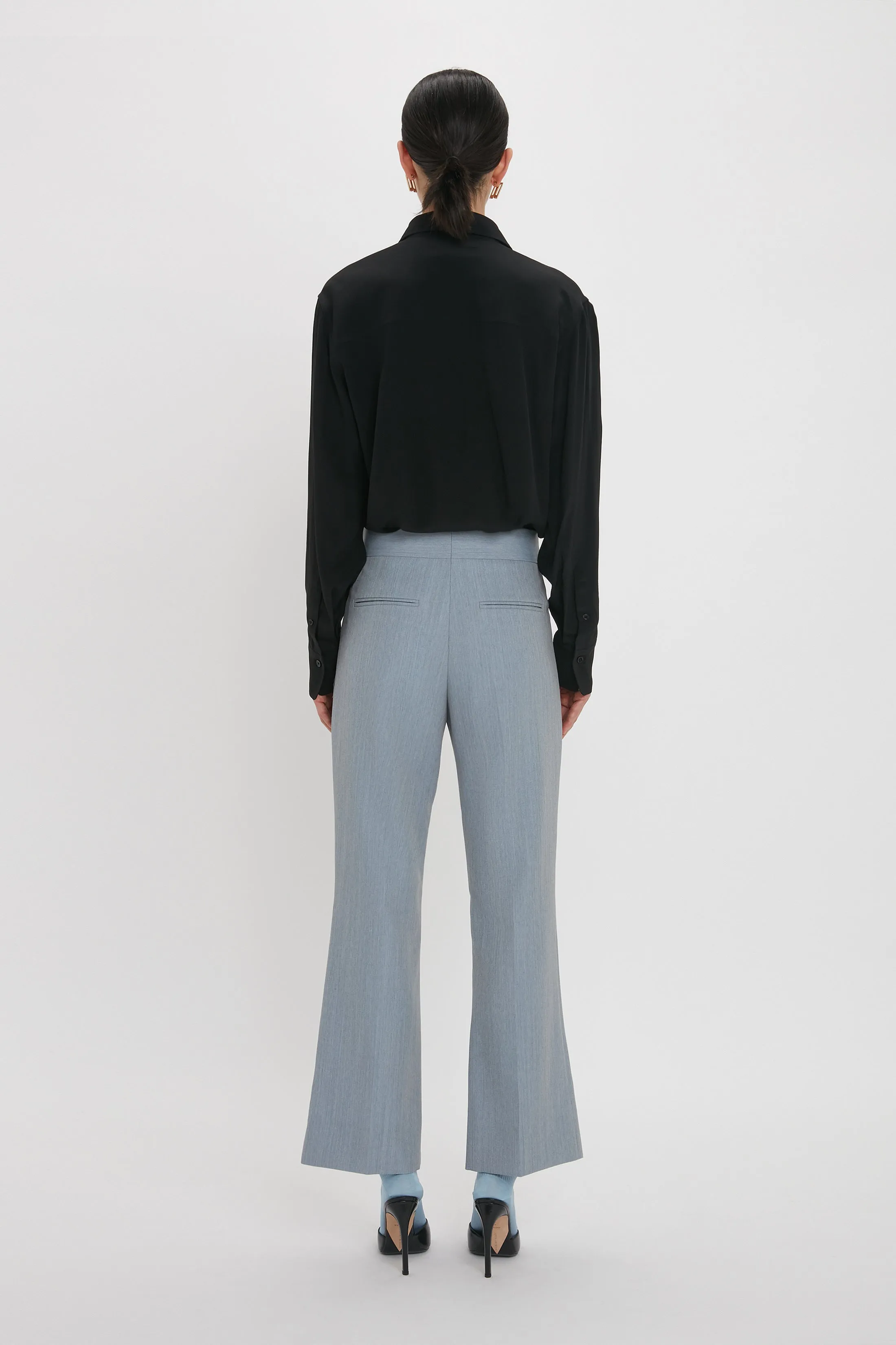 Exclusive Wide Cropped Flare Trouser In Marina