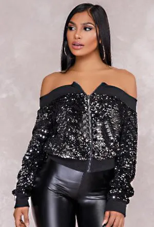 FAITH - SEQUIN BOMBER JACKET