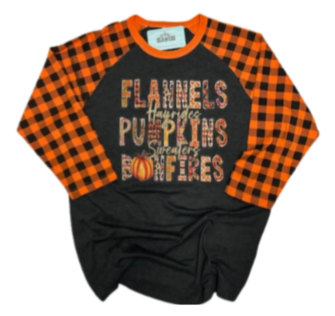 Flannels Hayrides Pumpkins Sweaters Bonfires Tee HTV079