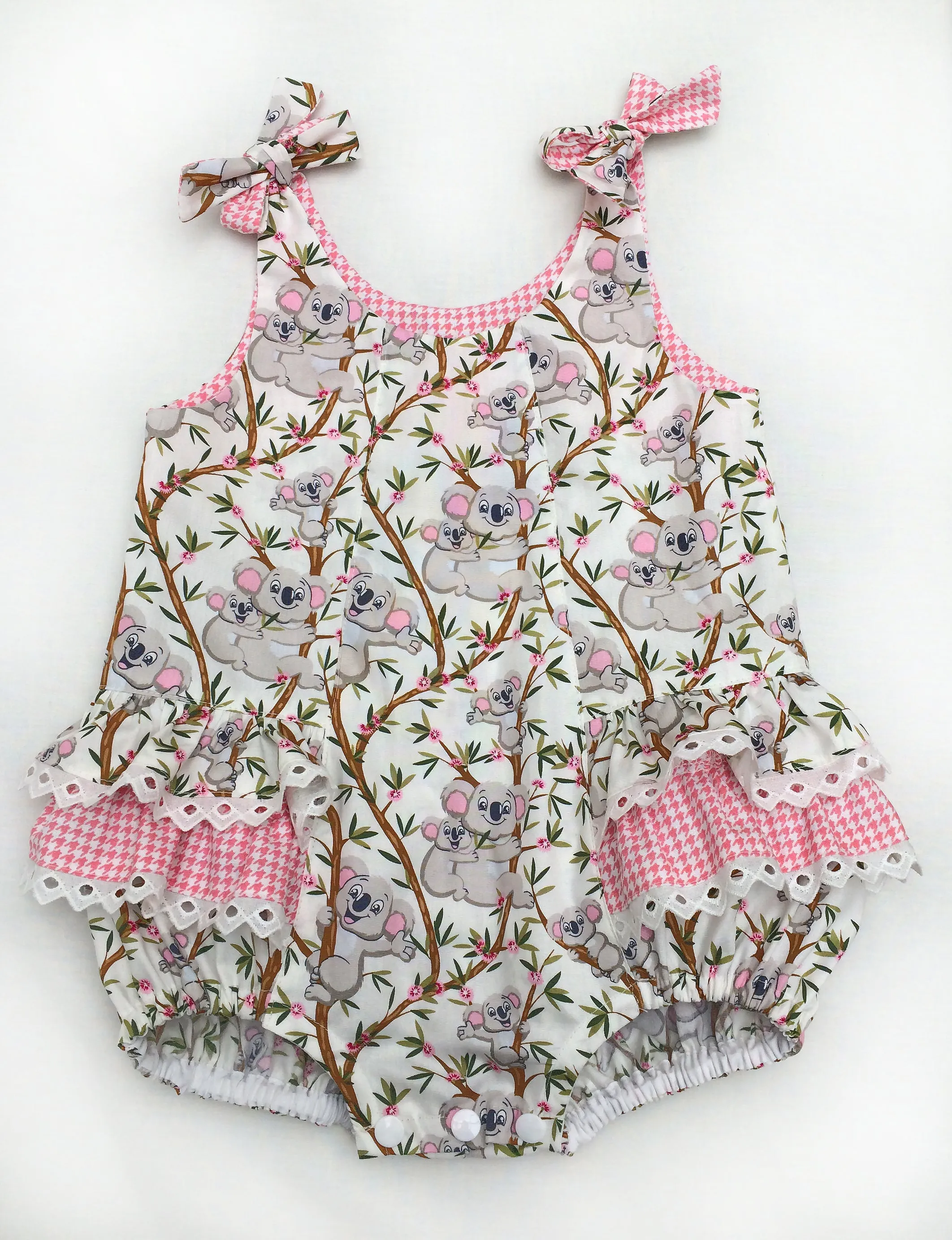 Frilly baby romper pdf sewing pattern ROSEBUD Romper baby sizes 3 months to 3 years.