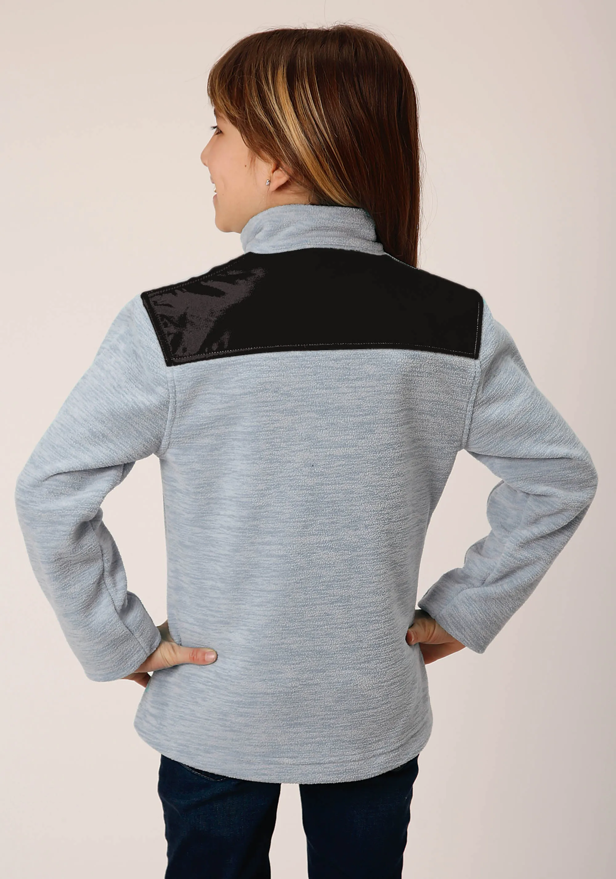 GIRLS  HTHR GREY MICRO POLAR FLEECE PULLOVER