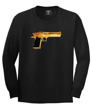 Gold Gun 9mm Revolver Chrome 45 Long Sleeve Boys Kids T-Shirt