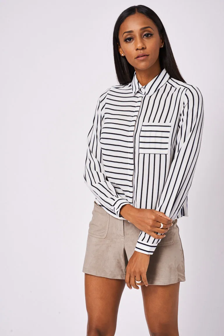 Green And Black Stripe Shirt Ex-Branded Available In Plus Sizes