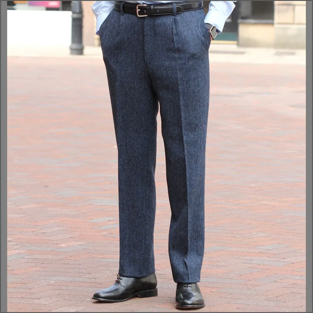 Harris Tweed Dark Blue Herringbone Trouser--