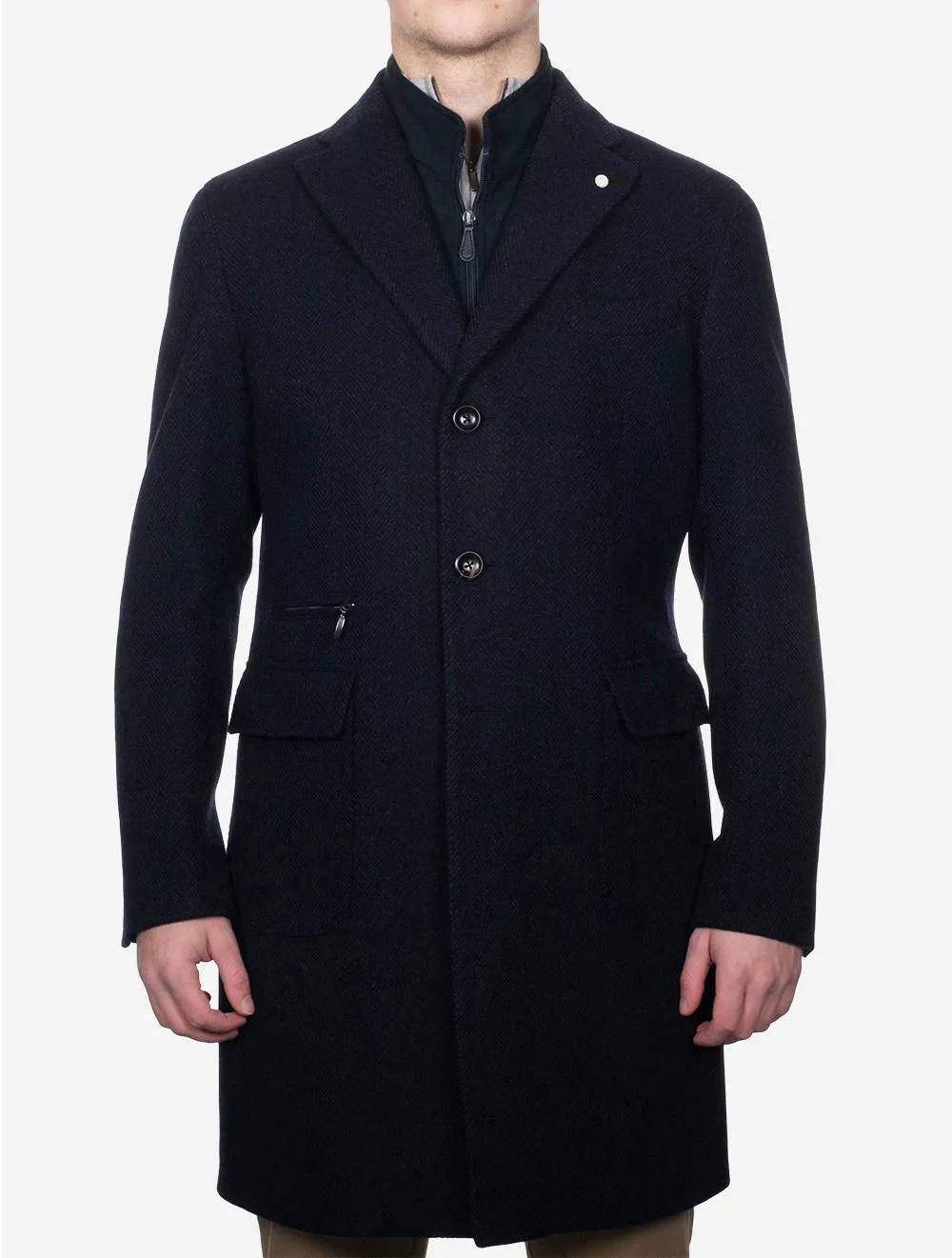 Herringbone Overcoat Navy