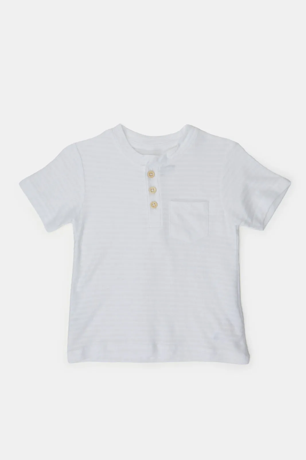 Infant Boys White Jacquard T-Shirt