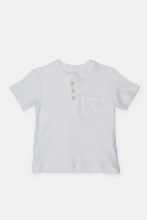 Infant Boys White Jacquard T-Shirt