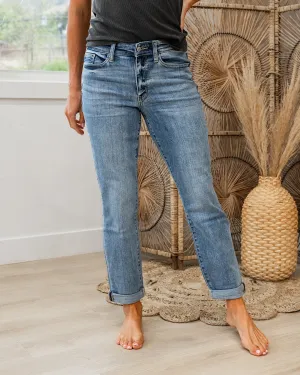 Judy Blue Evalina Roll Hem Boyfriend Jeans