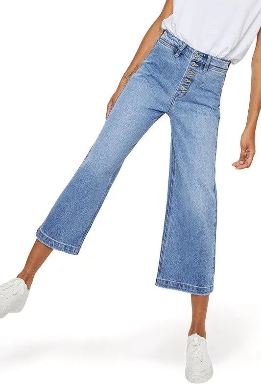 Kancan Ultra High Rise Cropped Wide Leg Jeans