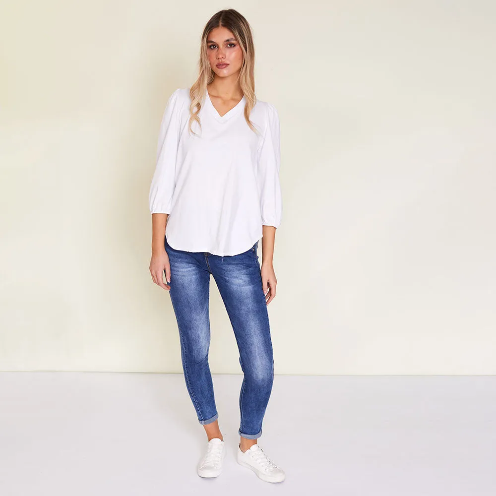 Leon V Neck Top (White)