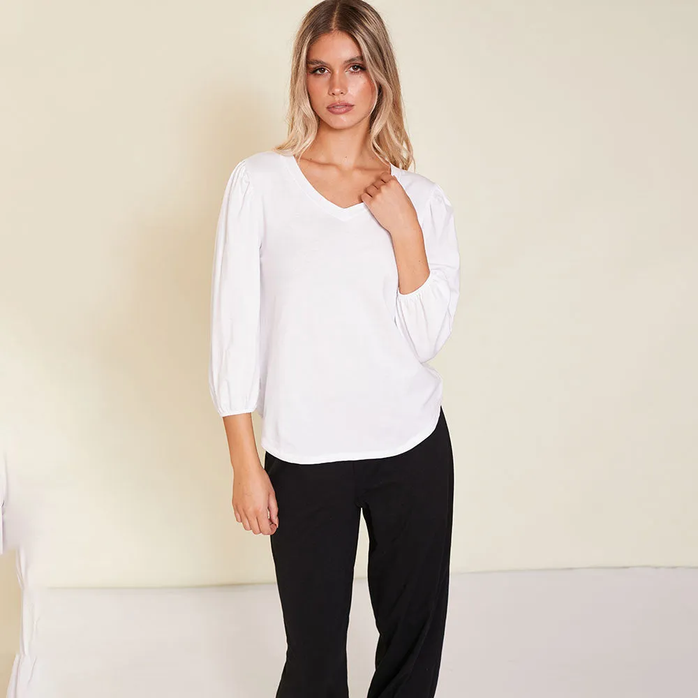 Leon V Neck Top (White)