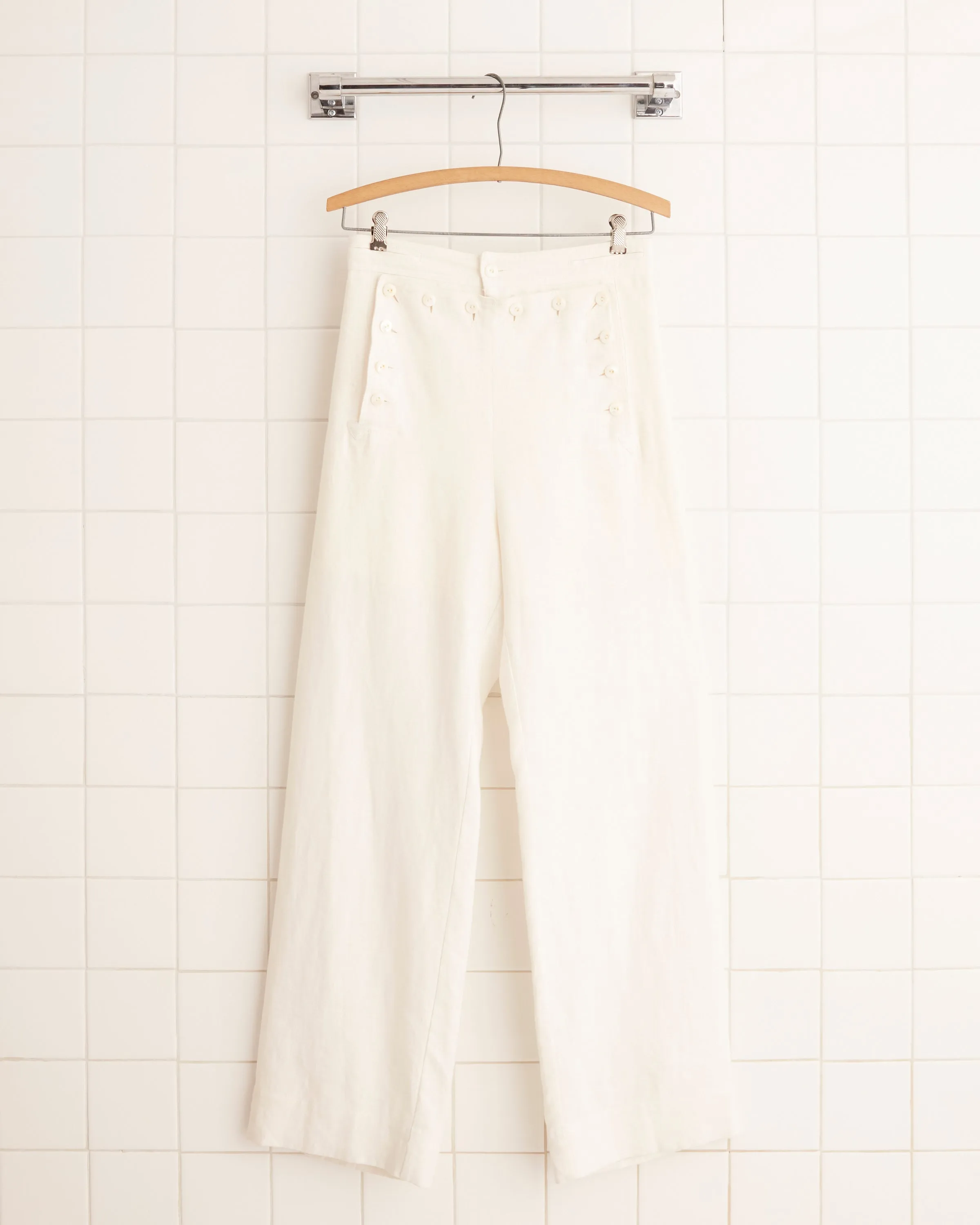 Linen Sailor Trousers - White