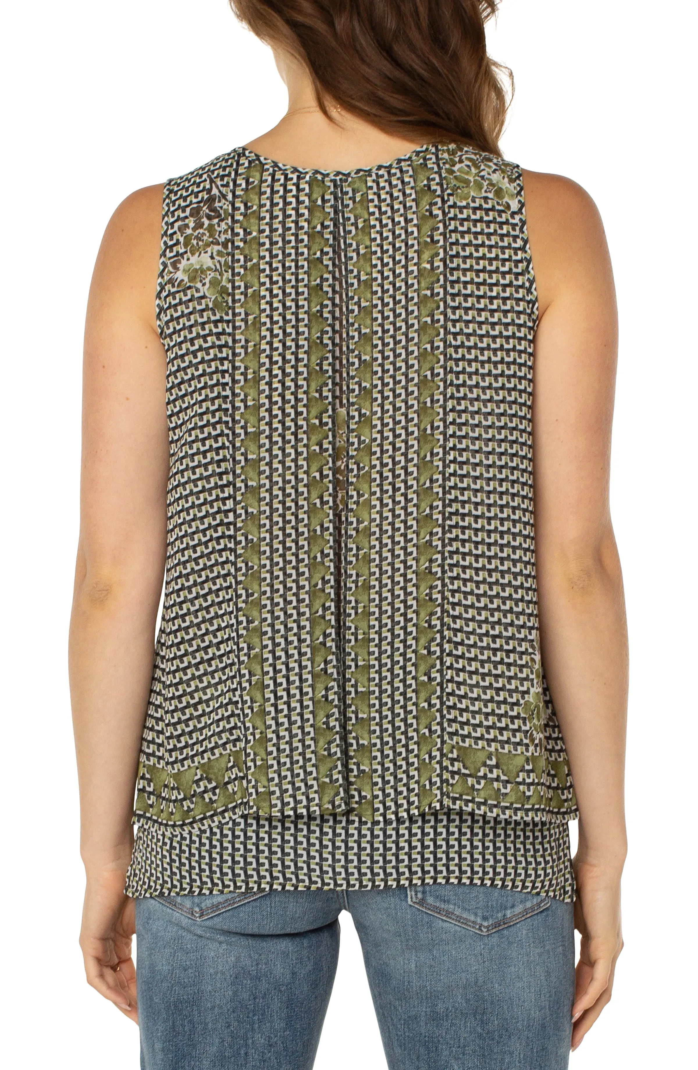 Liverpool Double Layer Sleeveless Woven Detail (geo floral mix)