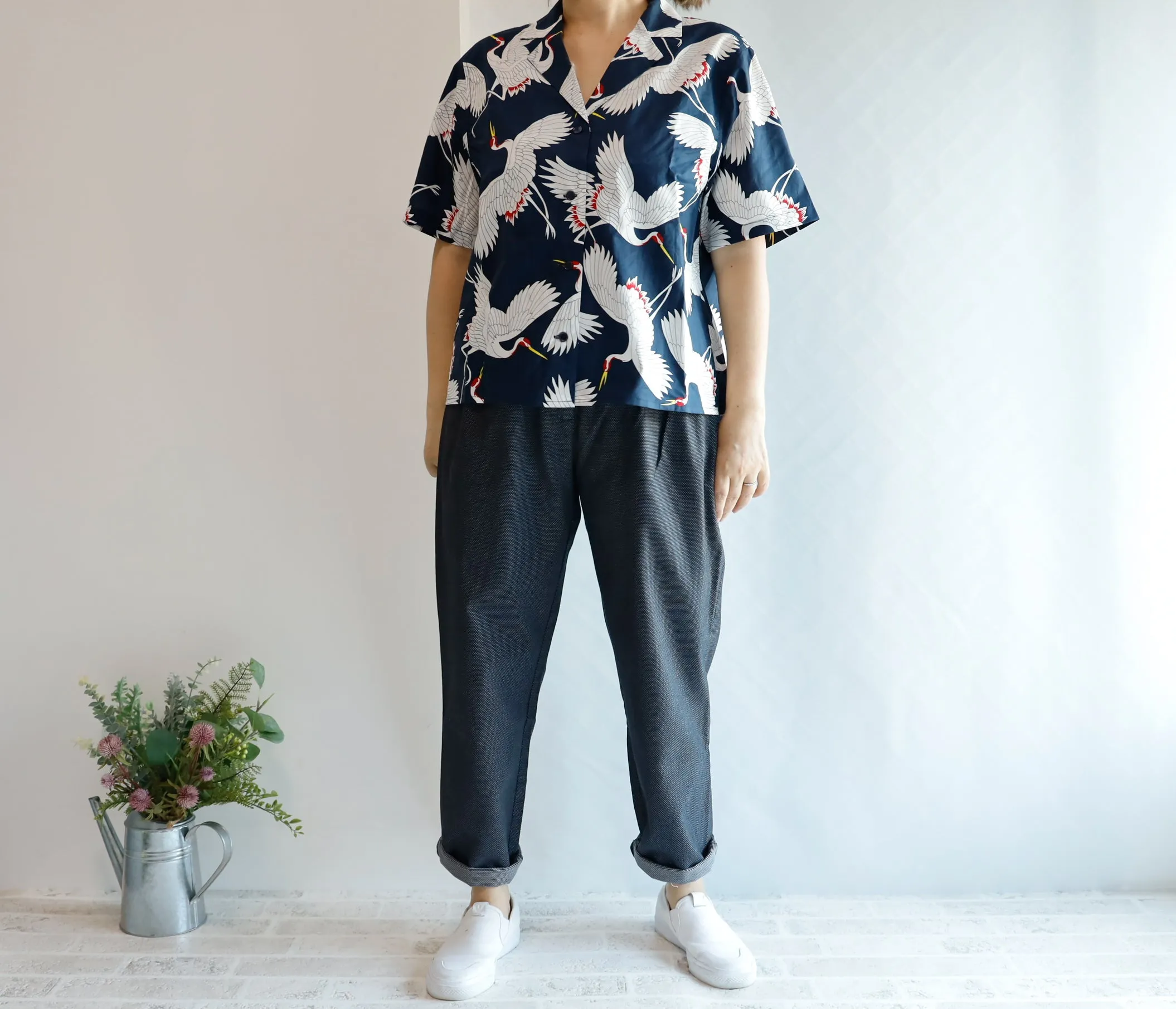 <P12D> Denim with dots  -Relax Tapered Pants