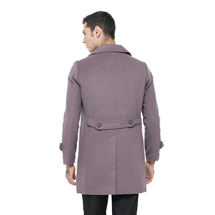 Men Classic Double Breasted Wool Blend Trench Coat