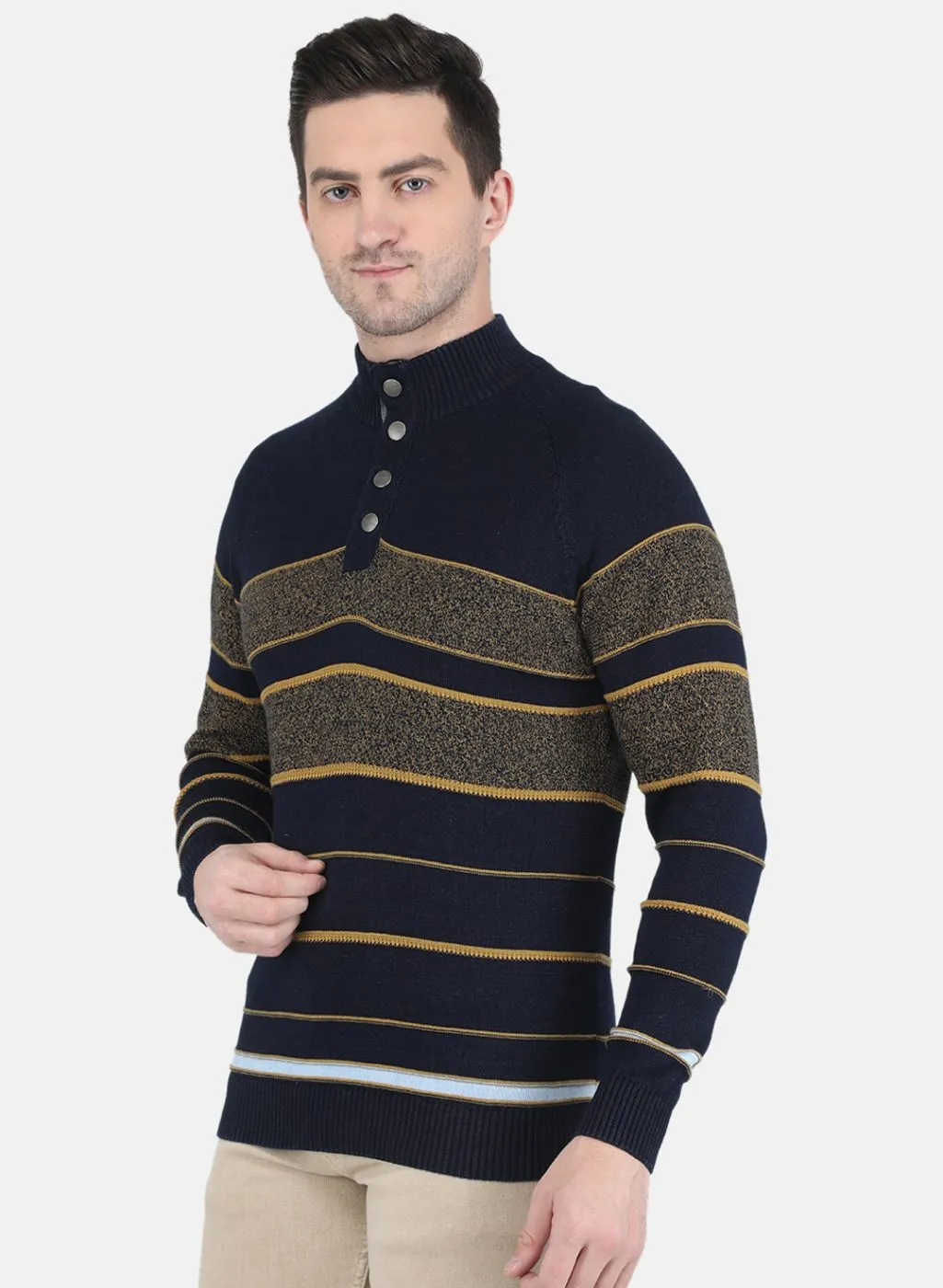 Men NAvy Blue Stripe Pullover