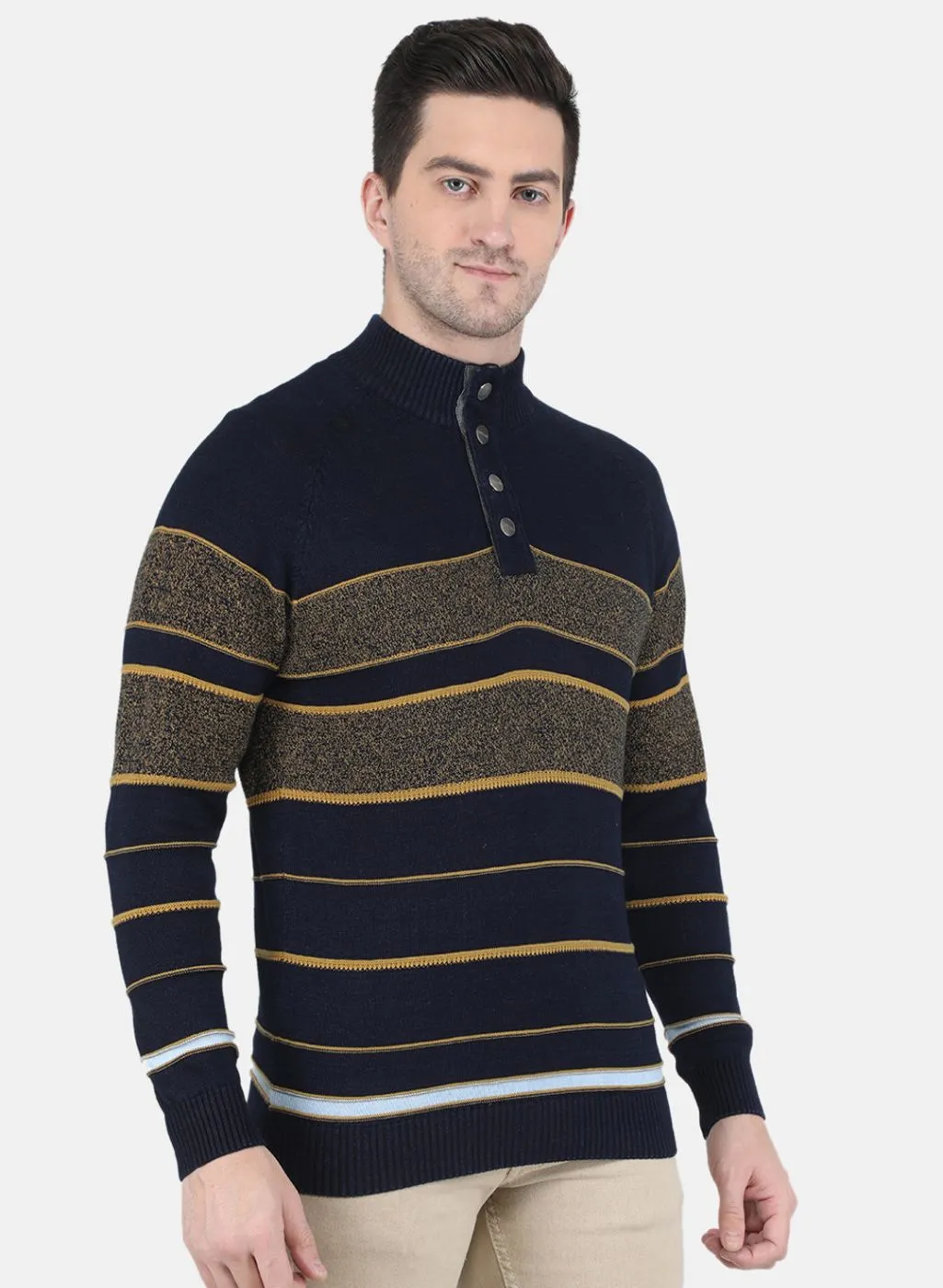 Men NAvy Blue Stripe Pullover