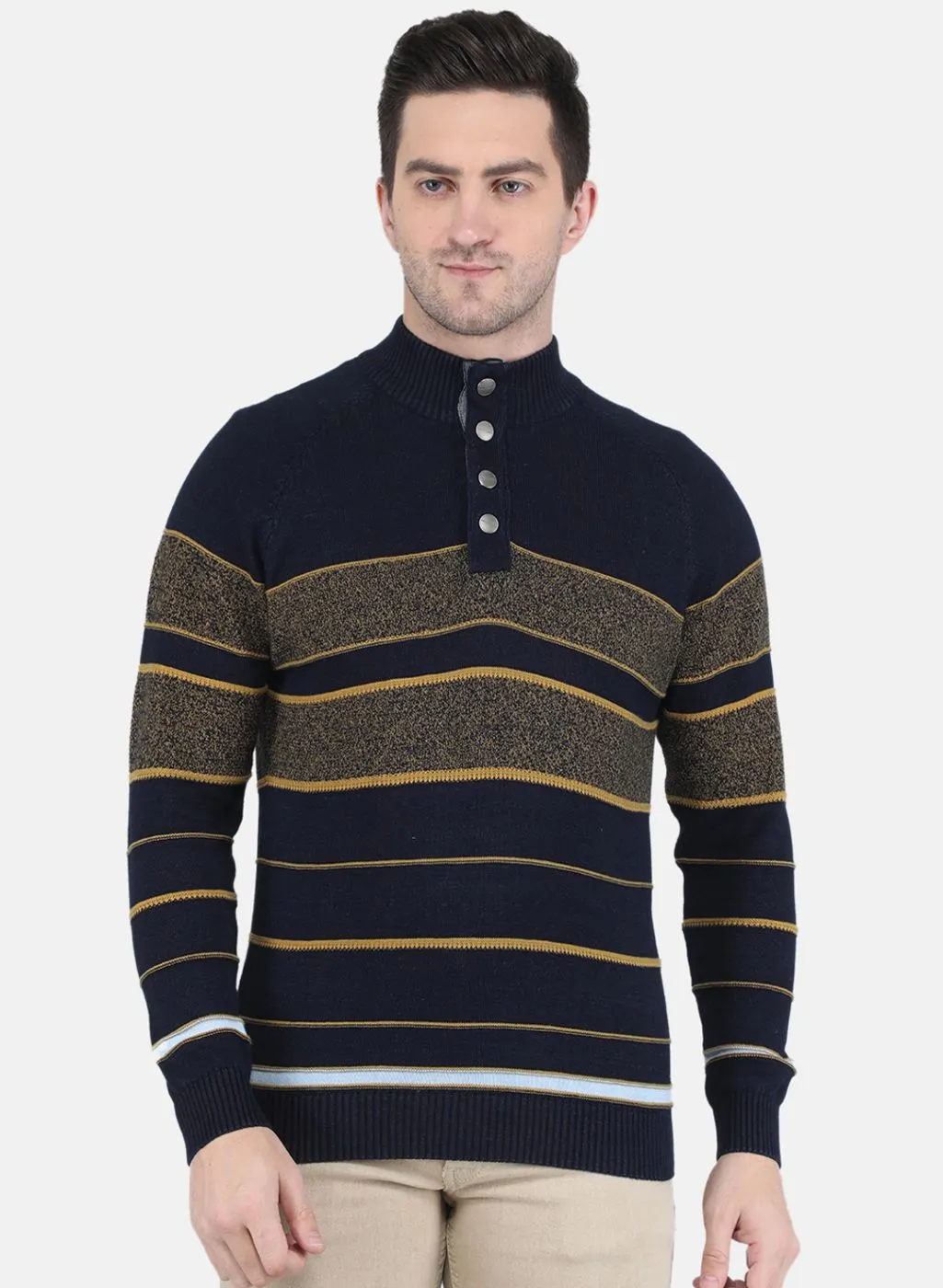 Men NAvy Blue Stripe Pullover