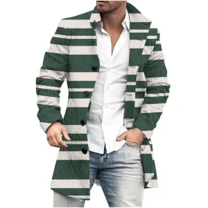 Men's Mid-Length Plaid Print Casual Coat 01053533L