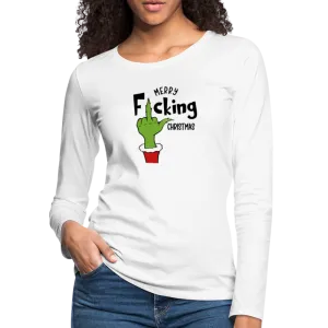 Merry F*cking Christmas Grumpy Middle Finger Women's Premium Long Sleeve T-Shirt