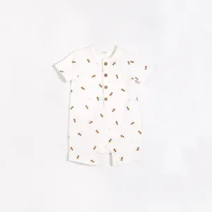 MIL Bees Print on Henley Jersey Romper