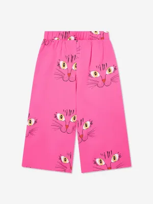 Mini Rodini Girls Cat Face Trousers in Pink