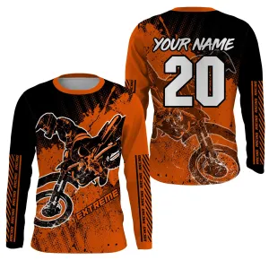 Motocross For Kid Men Women Jersey Custom Upf30  Off-Road Dirt Bike Orange Racing 3D Long Sleeve Shirt Racewear